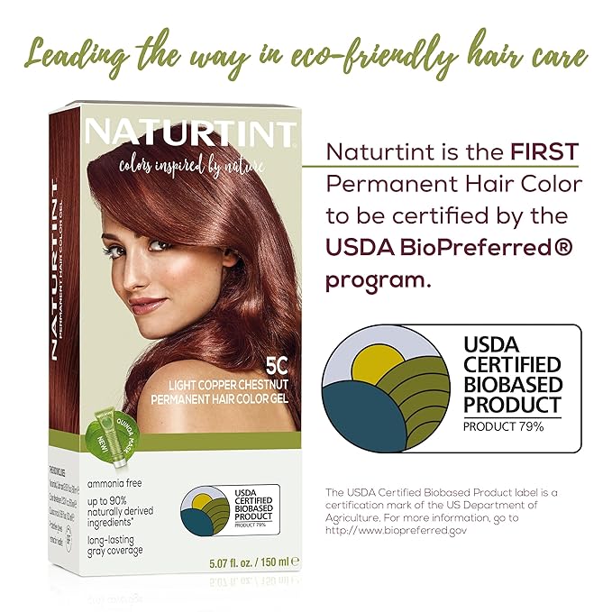 Naturtint 5C Light Copper Chestnut Permanent Hair Color (Pack of 1), Ammonia Free, Vegan, Cruelty Free, up to 100% Gray Coverage, Long Lasting Results (Packaging may vary)