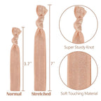 MEEDEE 100 Pack Peach Hair Ties For Women No Crease Soft Elastic Ribbon No Damage Peach Hair Ties Knotted Ouchless Hair Ribbon Yoga Hair Ribbons Elastic Bracelets