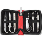 3 Swords Germany - brand quality 6 piece manicure pedicure kit set for professional finger & toe nail care with synthetic leather case - Made in Germany - red