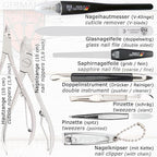 3 Swords Germany - brand quality 11 piece manicure pedicure grooming kit set for professional finger & toe nail care scissors clipper red genuine leather case in gift box, Made in Germany