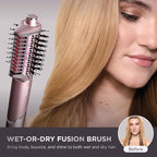 Shark FlexFusion Hair Straightener & Powerful Dryer with Diffuser, Fusion Hair Brush, Ceramic Air Styler with Auto-Wrap Curlers, Ceramic Plates, Cosmic Blush HD642S