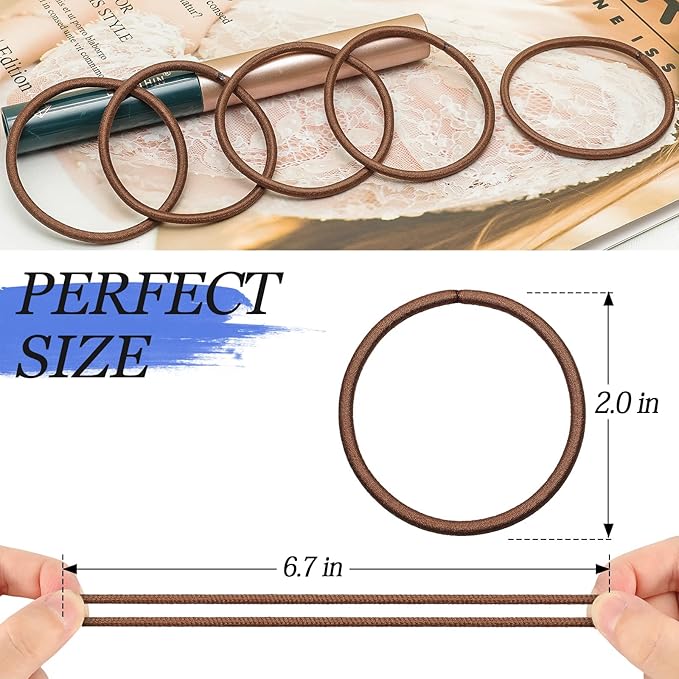 Brown Hair Ties, Ponytail Holders No Damage For Women, Elastic Hair Bands For Thin and Thick Hair (100 PCS)