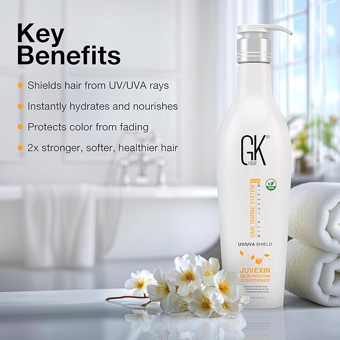 GK HAIR Shield Conditioner 22 Fl Oz – UV Protection for Color Hair, Aloe Vera & Argan Infused, Sulfate and Paraben Free, Repairs Damage, Boosts Shine, Hydrating & Vegan