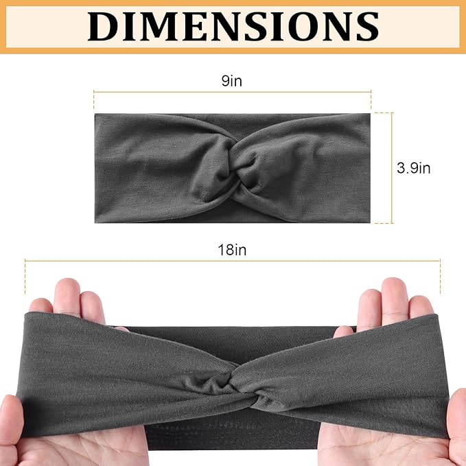 12 Pcs Stretchy Sport Headbands for Women,Absorbed Sport Headband Soft Twist Knotted Headbands for Yoga, Workout Daily Life