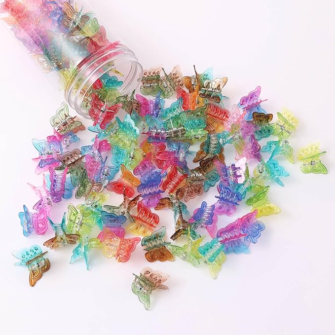 Rosvia 54 Tiny Butterfly Hair Clips,Gradient Color Fairy Hair Claw Clip for Girls Women，90s Y2K Cute Mini Hair Clips，Fun Hair Accessories