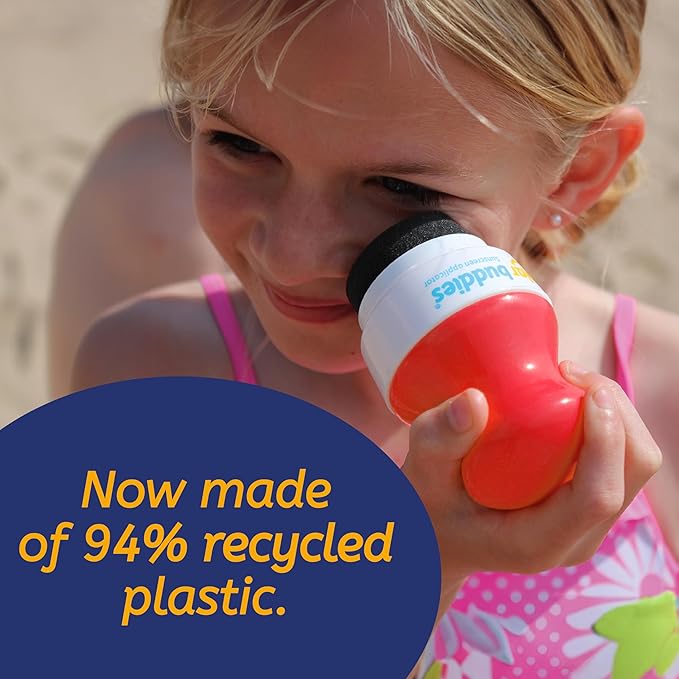 Solar Buddies Sunscreen Applicator - Single Blue - Refillable Roll on Sponge Sunscreen, Suncream & Lotion Applicator For Kids, Adults & Families - Holds 3.4fl oz, Perfect Size for Travel