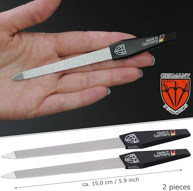 3 Swords Germany - Sapphire Metal Nail File Set 2 Pieces with 1 Piece 3-Way Nail Buffer – Nail Care Made in SOLINGEN/Germany