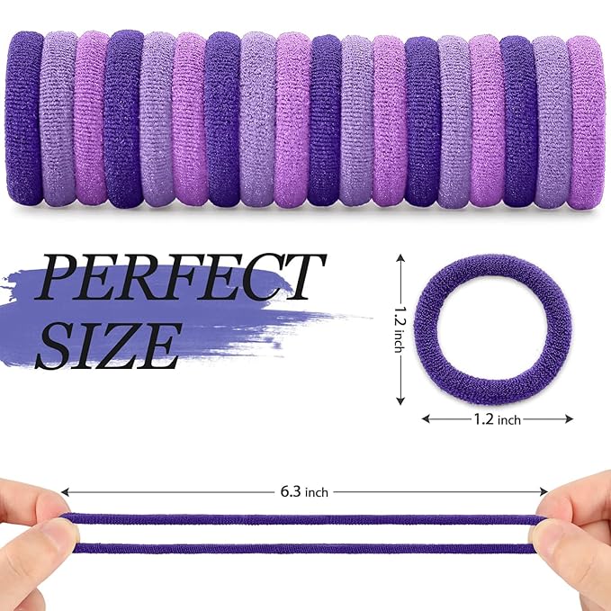 100PCS Hair Ties for Women And Kids, Seamless Thick Hair Bands, Elastic Baby Hair Ties No Damage Ponytail Holder, Cotton Toddler Hair Tie, No Crease Small Hair Tie For Toddler Girls (Purple)