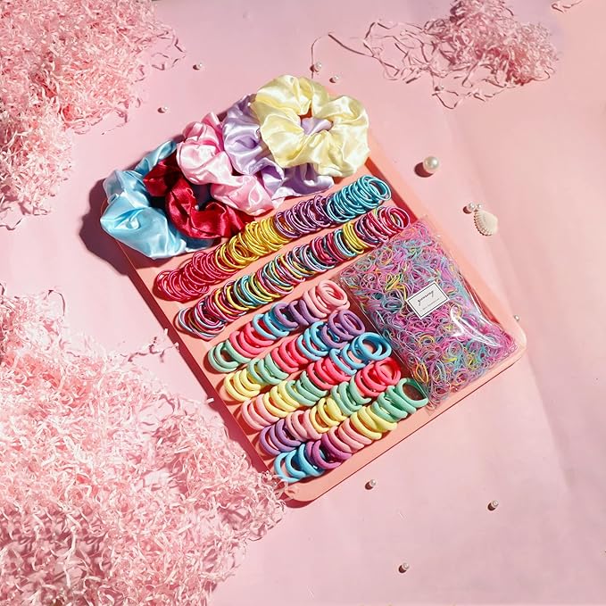 Colour Hair Accessories, Hair Ties, Scrunchies For Girls Women, Ponytail Holders, Traceless Hair Ropes Set For Baby and Kids
