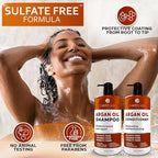 Moroccan Argan Oil Shampoo and Conditioner Set - Sulfate Free with No Parabens - Botanicals for Women and Men - Professional Moisturizing, Anti Frizz, Hydrating Solution for Dry, Wavy and Curly Hair
