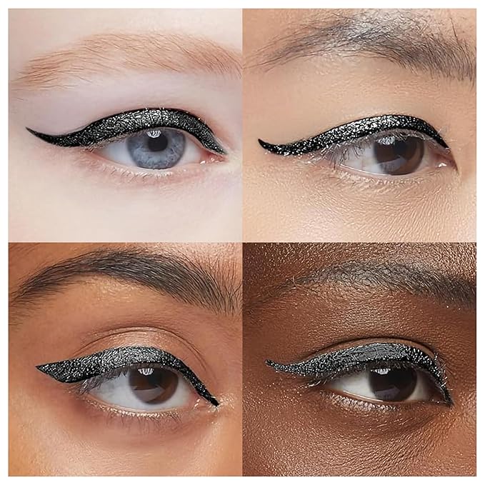 EPILYNX Liquid Eyeliner - Hypoallergenic Eyeliner with Fine Brush Tip, Long-Lasting Waterproof Eye Liner - Cruelty-Free, Vegan, Hypoallergenic, Gluten-Free, Smooth Liquid Eye Liner, Shimmer Black 2mL