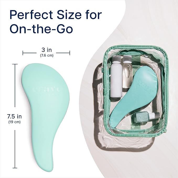 Crave Naturals Glide Thru Detangling Hairbrush That Glides Through Tangles for Wet, Dry and Damaged Hair - Gentle Detangler Styling Tool for Adults, Kids, Men and Women - 7.5 x 3 in, Turquoise