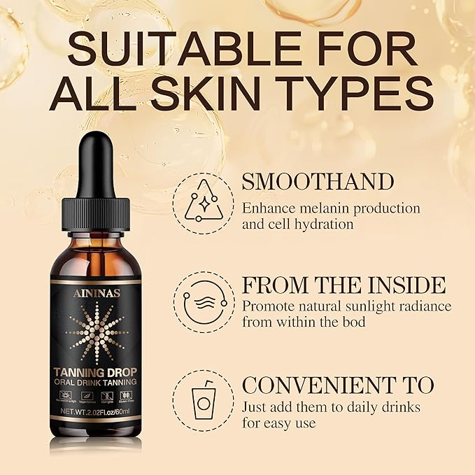 Sunless Tanning Drops for Water & Beverages – Oral Tanning Supplement, Natural Sunkissed Glow for Face & Body, Vegan & Safe, No Sun Required, Watermelon Flavor (2.02 fl.oz)