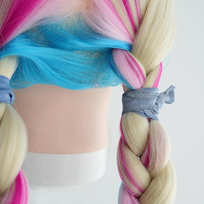 MEEDEE 100 Pack Dusty Blue Hair Ties For Women No Crease Soft Elastic Ribbon No Damage Blue Hair Ties Knotted Ouchless Hair Ribbon Yoga Hair Ribbons Elastic Bracelets