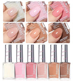 Beetles Jelly Nail Polish Set,6 Colors Pink Nude Jelly Quick Dry Nail Polish Fingernail Fast Drying & Long Lasting Nail Strengthener Polish Gifts for Women