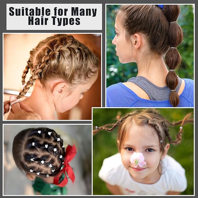 2200 Pcs Elastic Hair Ties, 6 Natural Colors Mini Rubber Bands with Hair Tail Tools and Comb, Hair Accessories for Women, Girls, Toddlers, Babies