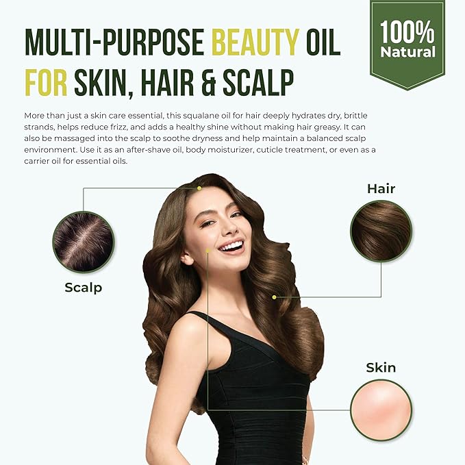 uh*Roh*Muh 100% Pure Squalane Oil from Olives – Lightweight, Non-Greasy Moisturizer for Skin & Hair | Deep Hydration, Fast-Absorbing & Non-Comedogenic | Natural Skin Care & Hair Oil | Spain | 8 Fl Oz