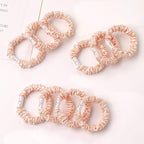 Scrunchies Silk Satin Hair Ties - Small Mini Thin Elestics Ponytail Holder Hair Bands Skinny Scrunchy For Thick Curl Hair No Crease Hair Ties Soft Accessories No Hurt Your Hair for Women and Girls