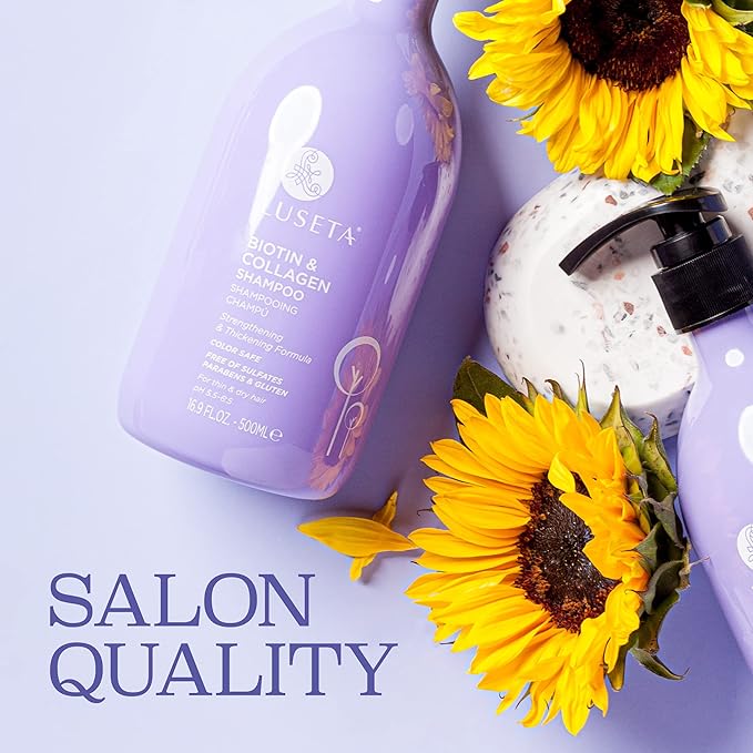 Luseta Biotin and Collagen Hair Growth Shampoo - 16.9oz, Hair Loss & Thickening Shampoo for Men & Women, Vitamin B7 & Argan Oil, Sulfate & Paraben Free