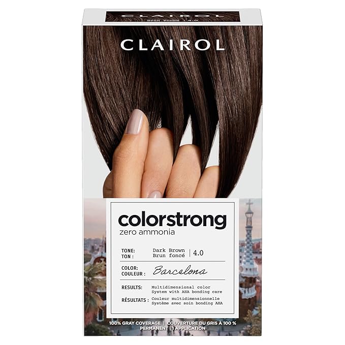 Clairol ColorStrong Permanent Zero Ammonia Hair Dye, 4.0 Dark Brown - Barcelona Hair Color, Pack of 1