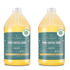 WHOLENATURALS Pure Castile Soap Liquid Unscented, EWG Verified & Certified Palm Oil Free-1 gallon (64oz x2 bottles) Natural, Mild & Gentle Non-gmo & Vegan-Organic Body Wash, Laundry & Baby Soap