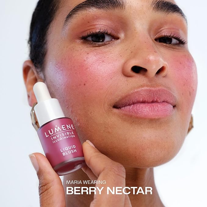 Lumene Invisible Illumination Liquid Blush Berry Nectar 15ml – Buildable Dewy Tint with Arctic Spring Water & Cloudberry Extract – Radiant, Weightless Flush for All Skin Tones