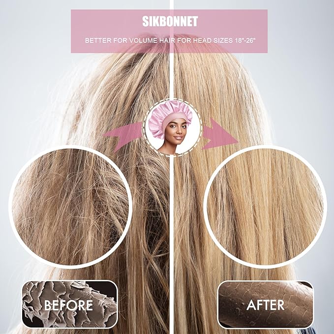 Satin Silk Bonnet for Sleeping, Soft Satin Lined Hair Bonnet for Women, Double Layer Sleep Nightcap