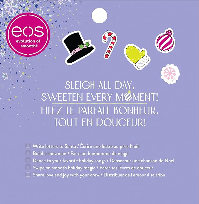 eos Holiday Lip Balm Sphere Gift Set, Sugar Plum Spritz, Candy Apple, Candy Cane Swirl, Limited Edition Lip Care, Natural Shea Butter, 0.25 oz, 3-pack