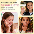 16 Sizes Press on Nails Kit for Kids - 32 Pieces French Almond Fake Nail Tips for Girls 8-12 Years Old with Jelly Nail Adhesives & No-Lamp Nail Glue, Birthday Christmas Gifts (Happy Smile)