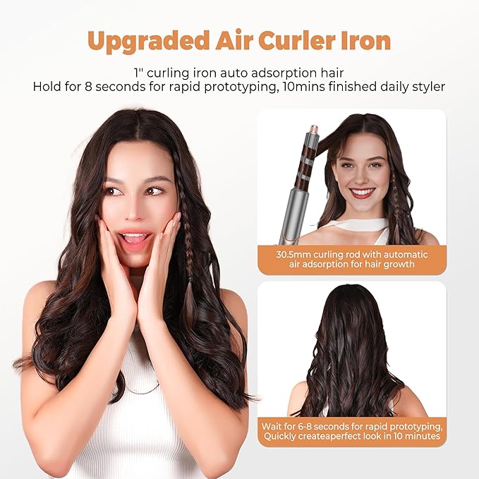 6 in 1 Hair Dryer Brush, Powerful Blow Dryer Brush Air Curler Air Curling Wrap Styler, Blow Dryer Diffuser Ionic Hot Air Brush Fast Dry, Straight,Curl, Blow dryers Brush for Hair, Travel Bag 100-120V