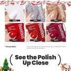 Beetles Red Nail Polish: 6Pcs Glitter Burgundy Red Sparkle Nail Polish Set, Quick Dry & Long Lasting Brilliant Overture White Silver Diy 4th of July Nail Art Design Christmas Gifts for Women