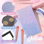 2 Pieces Magnetic Palette Mermaid Empty Palette with Mirror and 36 Pcs Adhesive Metal Empty Palette Stickers Large Mermaid Makeup Empty Palette for Eyeshadow Lipstick Blush Powder