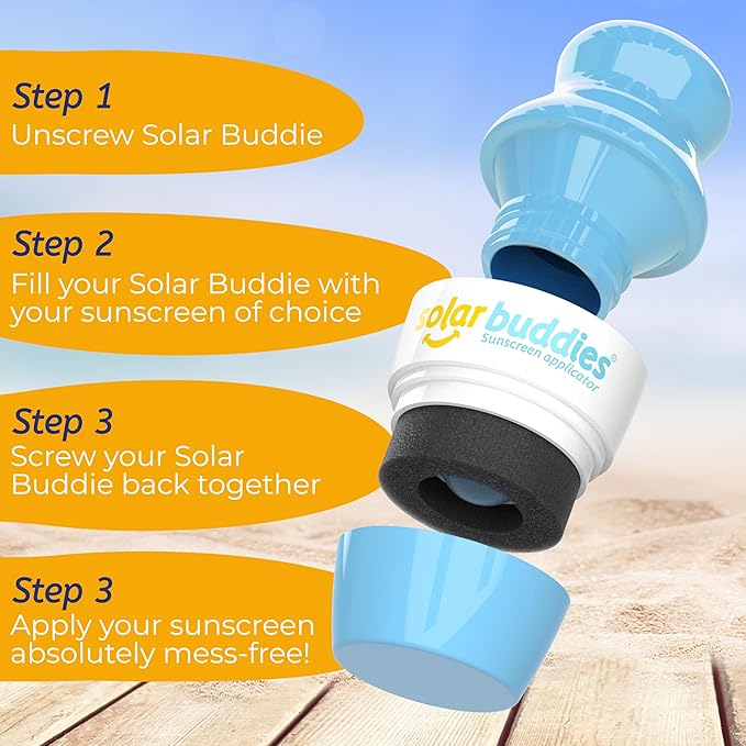 Solar Buddies Sunscreen Applicator - Single Full Pink - Refillable Roll on Sponge Sunscreen, Suncream & Lotion Applicator For Kids, Adults & Families - Holds 3.4fl oz, Perfect Size for Travel