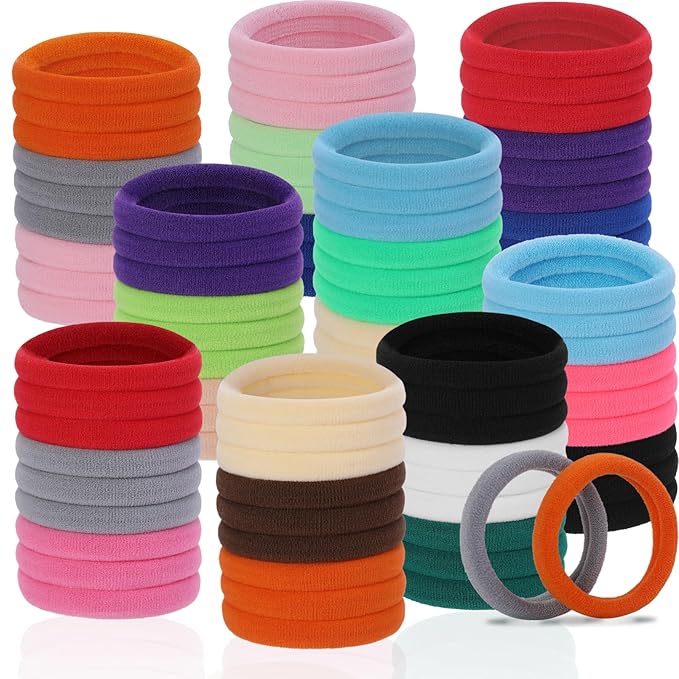 LuSeren 120PCS Colorful Hair Ties for Women – Soft Seamless Nylon Ponytail Holders, No Damage Fabric Hair Elastics for Thick Hair & Daily Matching