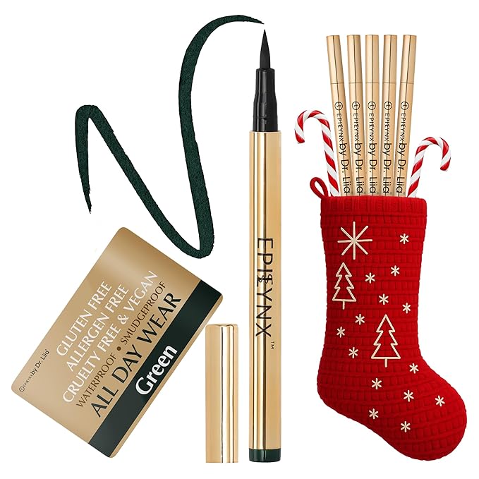 Liquid Eyeliner - Hypoallergenic Eyeliner with Fine Brush Tip, Long-Lasting Waterproof Eye Liner - Cruelty-Free, Vegan, Hypoallergenic, Gluten-Free, Smooth Application Liquid Eye Liner, Green 2mL