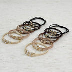 10pcs Brown Hair Ties with Gold & Crystal Beads, Thin Elastic Ponytail Holders for Women, No Damage, Stylish Hair Accessories