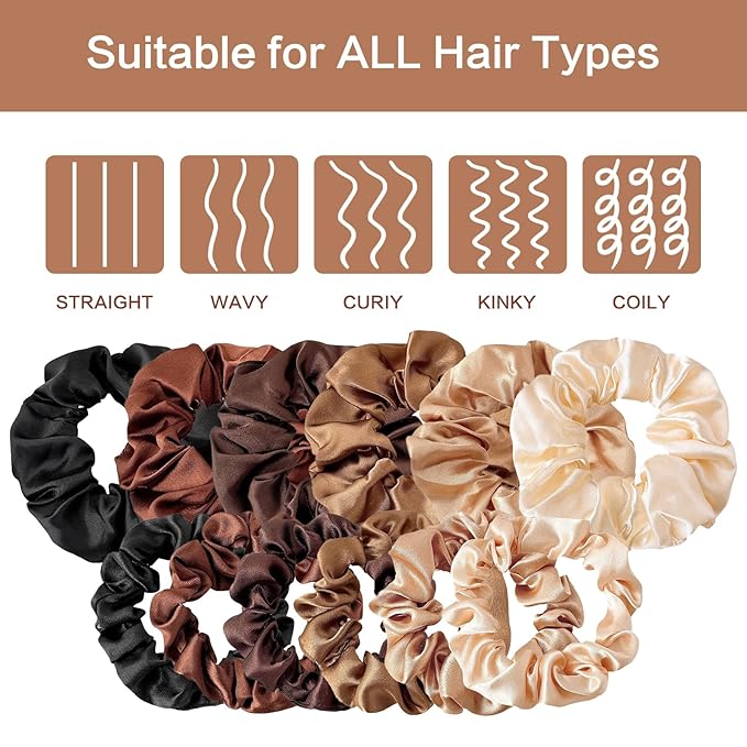 Satin Silk Hair Ties for Women,Soft Hairbands Ponytail Holder,Elastic Hair Ties for Women's Thick Curly Hair, Hair Accessories Decorations.(12pcs Vintage Colors)