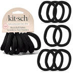 Kitsch Hair Ties No Damage - Strong, Stretchy Hair Bands | Soft Nylon Ponytail Holders, Snag-Free Rubber Bands, Perfect for Updos & Braids | Ideal Gifts for Women - Black, 8pcs