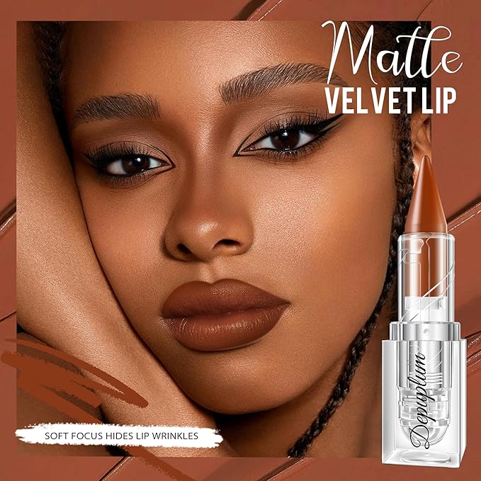 Brown Lipstick Gradient Matte Lipsticks Lip Liner Combo Set for Women Waterproof Long Lasting Lip Stick Pencil Cream Lip Liner and Lipstick Combo Makeup, E2