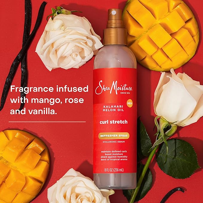 SheaMoisture Curl Stretch Refresher Spray Kalahari Melon Oil and Marula Oil Between Wash Style Stretcher Boosts Hydration, Fights Humidity and Frizz with Hyaluronic Serum 8 Fl Oz