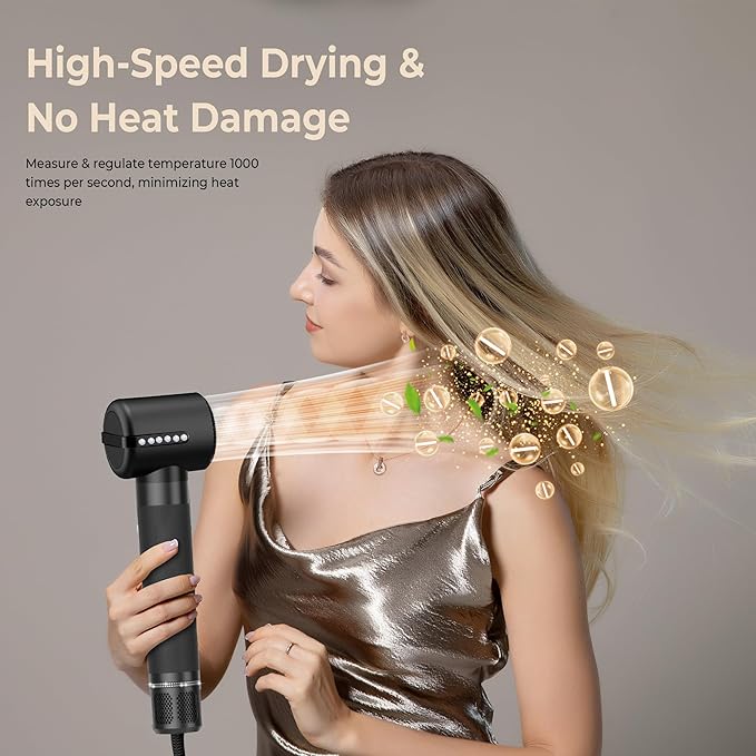 Hair Dryer Brush 7 in ONE, Powerful Blow Dryer Brush with Air Curler for Hair, Brush Blow Dryer with Diffuser, Ionic Hot Air Brush Fast Dry, Volumize, Curls, Straight, Hair Styling Tools 100-120V