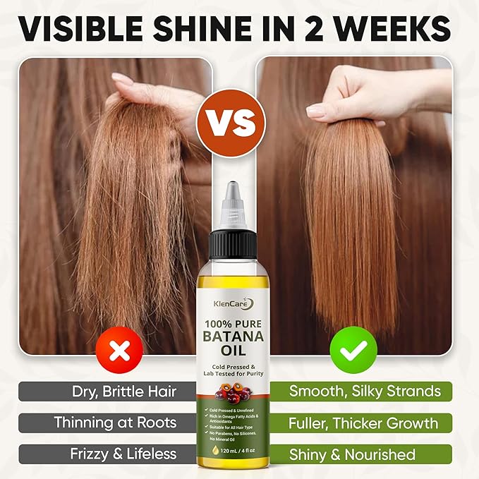 100% Pure Unrefined Batana Hair Oil – Raw Cold-Pressed Organic Hair Growth & Scalp Treatment, 120 mL (4 fl oz) – 100% Natural from Honduras