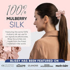 Blissy Silk Scrunchies (3 Pack) - 100% Pure Mulberry Silk - 22 Momme 6A High-Grade Fibers Scrunchie for Straight & Curly Hair - Preventing Breakage, Tangling, & Creasing (Pink Skinny)