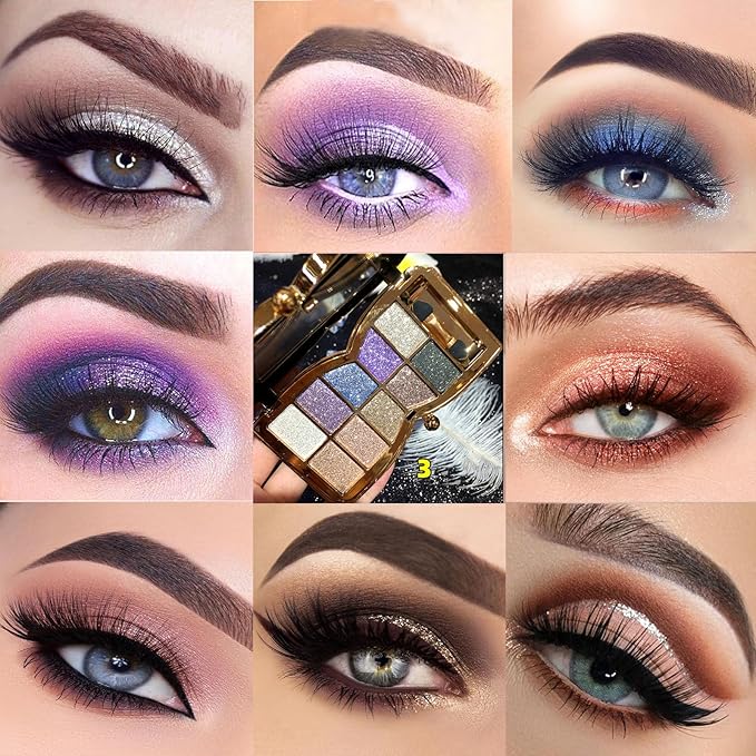 Glitter Eyeshadow Palette, 10 Colors Sparkle Shimmer & Matte Eye Shadow Highly Pigmented Waterproof Long Lasting Makeup Set (Color 3)