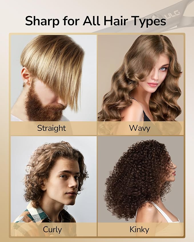 ULG Professional Hairdressing Shears 2 Pack 6.5 Inch Hair Cutting Scissors and Thinning Shears with Ergonomic Handle Lightweight for Salon Use and Home Matte Black