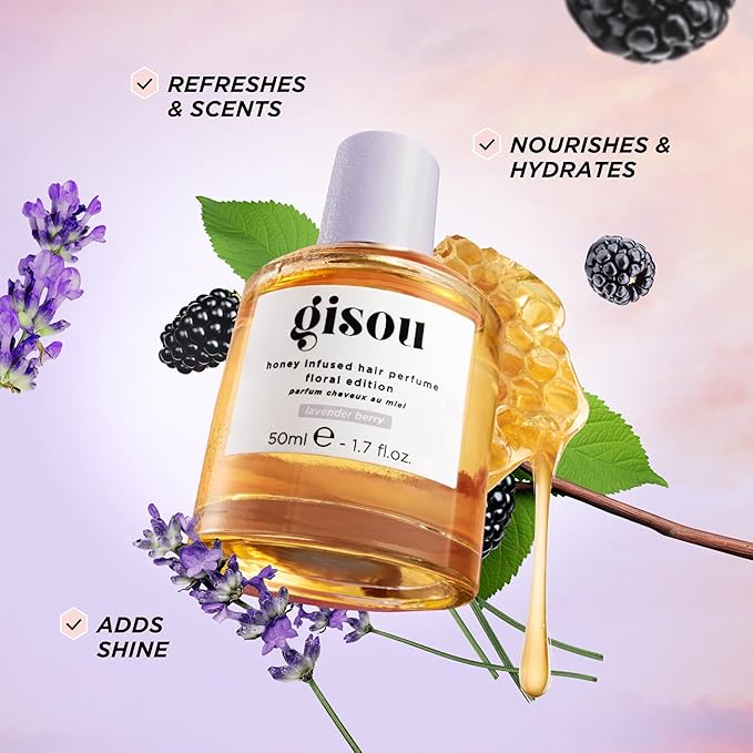 Gisou Honey Infused Hair Perfume – Long-Lasting Hair Fragrance with Mirsalehi Honey & Argan Oil, Lavender Berry Scent, 1.7 Fl Oz
