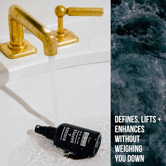 RUGGED & DAPPER Texture Boost Sea Salt Spray for Men - 4 oz, Hair Styling Agent, Adds Body and Fullness to Hair, Enhances Natural Texture, Locks in Moisture, Ocean Fresh Scent