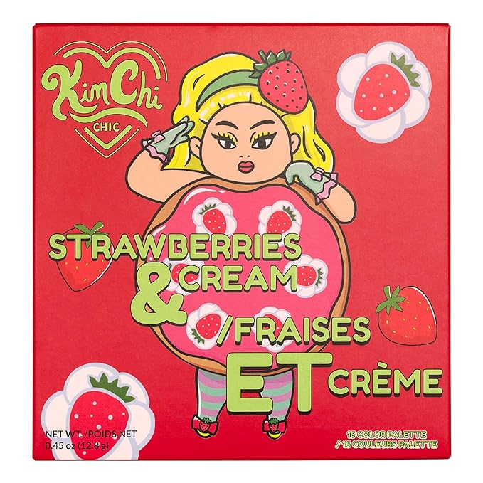 Kimchi Chic Donut Collection Eyeshadow Palette - 16 Matte, Pigment, & Glitter Shadows, Versatile for Day to Night Looks, Cruelty Free, Strawberries & Cream