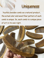 Green Sandalwood Teasing Hair Comb - Anti Static Fine Tooth Wooden Styling Brush for Smoothing, Detangling & Volumizing Thin/Fine Hair (No Handle)