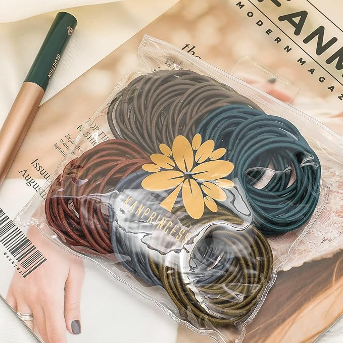 100Pcs Multi-Color Hair Ties For Thick And Curly Hair, Elastic Hair Ties For Women, Men And Girls, No Damage Ponytail Holder Hair Bands(Set5)